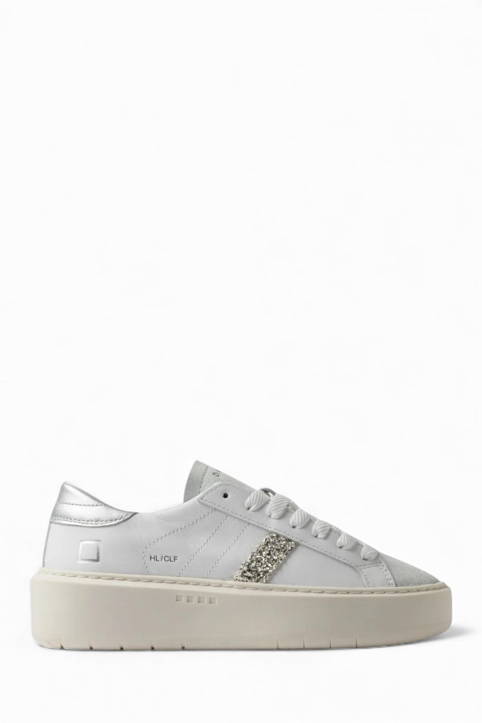 D.A.T.E. HILL LOW PLATFORM CALF WHITE-SILVER