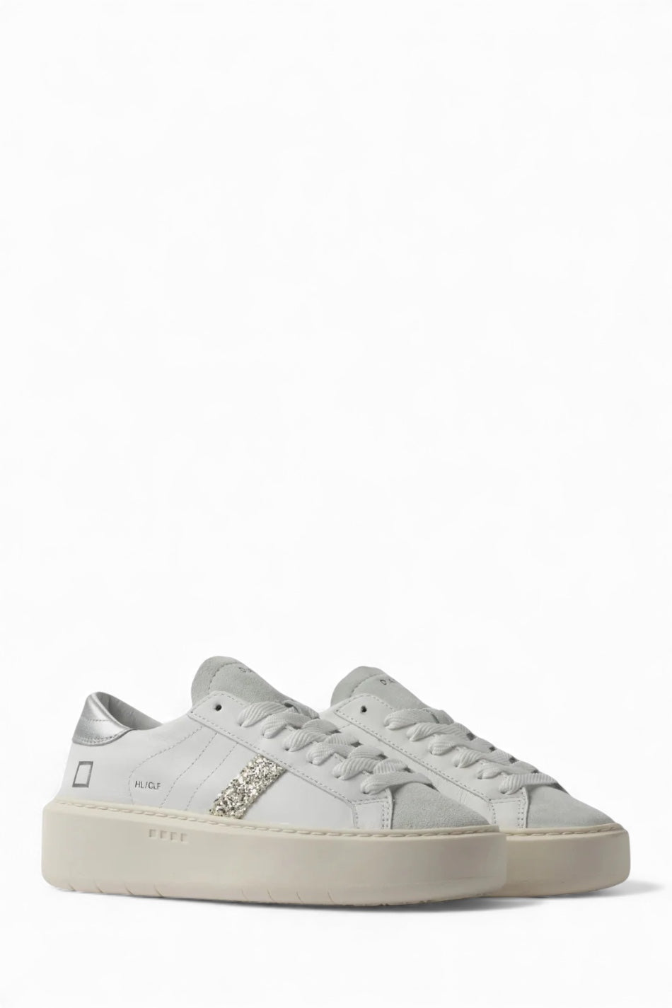 D.A.T.E. HILL LOW PLATFORM CALF WHITE-SILVER