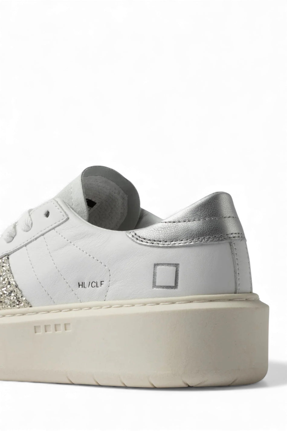 D.A.T.E. HILL LOW PLATFORM CALF WHITE-SILVER