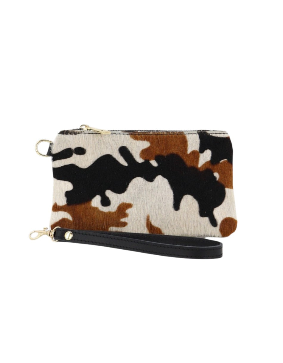 LABEL FEMME POCHETTE IN CAVALLINO MUCCA BIANCA E BEIGE