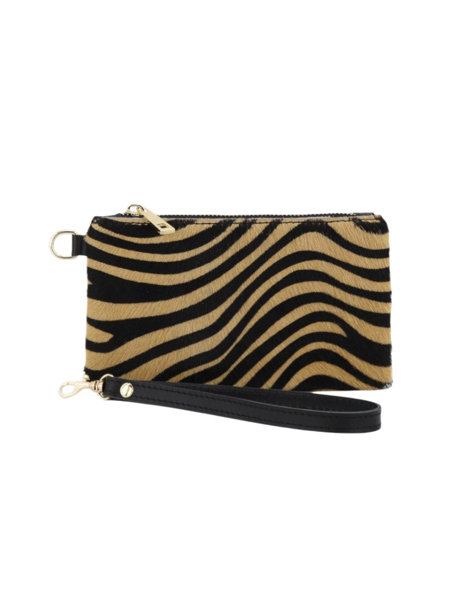 LABEL FEMME POCHETTE IN CAVALLINO ZEBRA BEIGE
