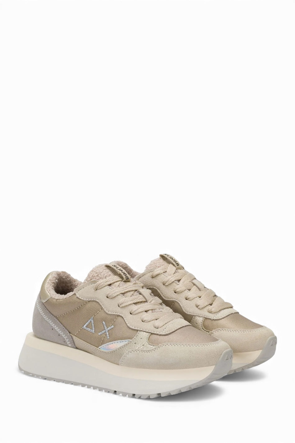 SUN68 BIG ALLY TEDDY IN NYLON E SUEDE BIANCO PANNA