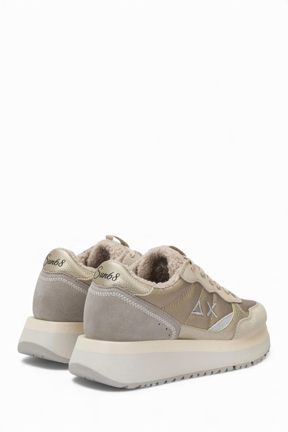 SUN68 BIG ALLY TEDDY IN NYLON E SUEDE BIANCO PANNA