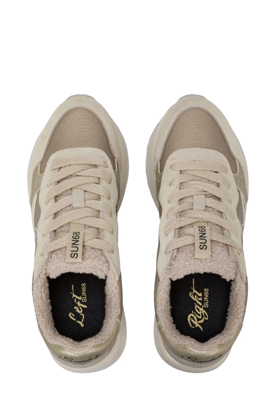 SUN68 BIG ALLY TEDDY IN NYLON E SUEDE BIANCO PANNA