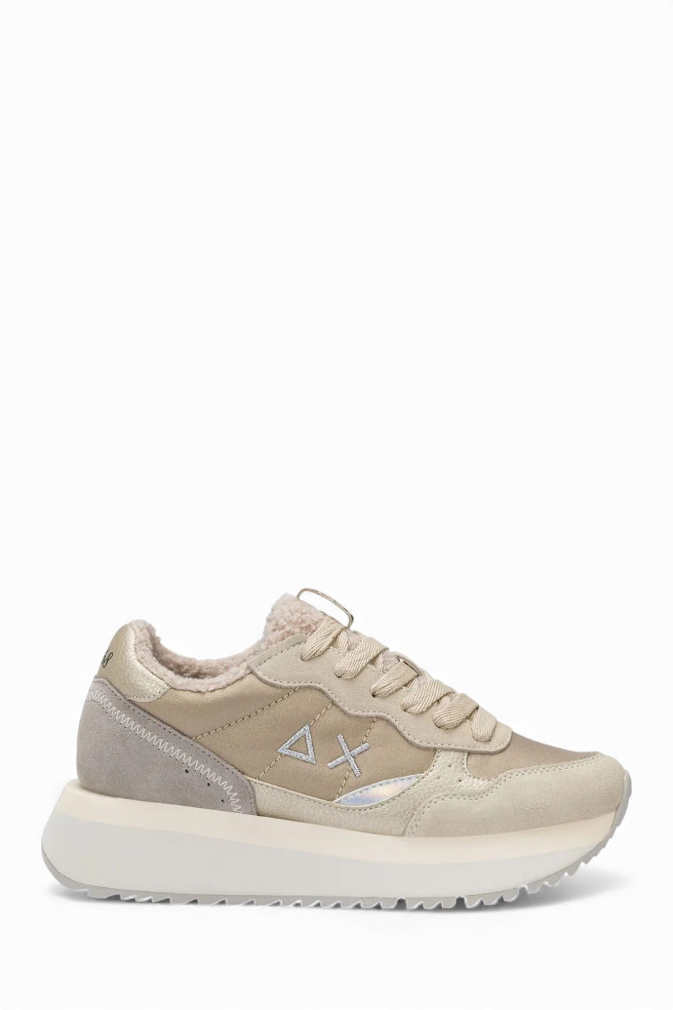 SUN68 BIG ALLY TEDDY IN NYLON E SUEDE BIANCO PANNA
